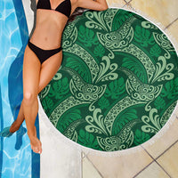Forest Green Monstera Beach Blanket Polynesian Tribal Pattern - Polynesian Pride