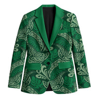 Forest Green Monstera Blazer Polynesian Tribal Pattern - Polynesian Pride