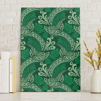 Forest Green Monstera Canvas Wall Art Polynesian Tribal Pattern - Polynesian Pride