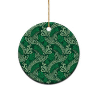 Forest Green Monstera Ceramic Ornament Polynesian Tribal Pattern - Polynesian Pride