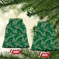 Forest Green Monstera Ceramic Ornament Polynesian Tribal Pattern - Polynesian Pride