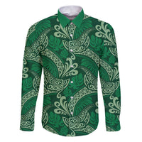 Forest Green Monstera Family Matching Puletasi and Hawaiian Shirt Polynesian Tribal Pattern - Polynesian Pride