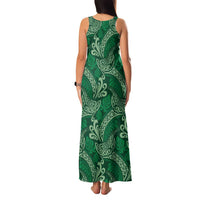 Forest Green Monstera Family Matching Tank Maxi Dress and Hawaiian Shirt Polynesian Tribal Pattern - Polynesian Pride