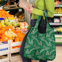 Forest Green Monstera Grocery Bag Polynesian Tribal Pattern - Polynesian Pride