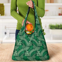 Forest Green Monstera Grocery Bag Polynesian Tribal Pattern - Polynesian Pride