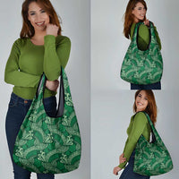 Forest Green Monstera Grocery Bag Polynesian Tribal Pattern - Polynesian Pride