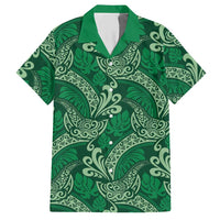 Forest Green Monstera Hawaiian Shirt Polynesian Tribal Pattern - Polynesian Pride