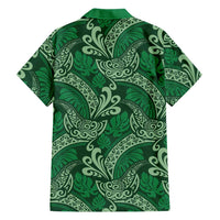 Forest Green Monstera Hawaiian Shirt Polynesian Tribal Pattern - Polynesian Pride