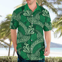 Forest Green Monstera Hawaiian Shirt Polynesian Tribal Pattern - Polynesian Pride
