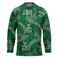 Forest Green Monstera Hockey Jersey Polynesian Tribal Pattern - Polynesian Pride