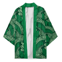 Forest Green Monstera Kimono Polynesian Tribal Pattern - Polynesian Pride