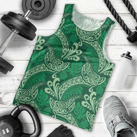 Forest Green Monstera Men Tank Top Polynesian Tribal Pattern - Polynesian Pride
