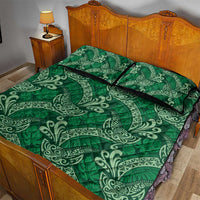 Forest Green Monstera Quilt Bed Set Polynesian Tribal Pattern - Polynesian Pride