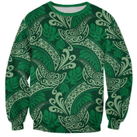 Forest Green Monstera Sweatshirt Polynesian Tribal Pattern - Polynesian Pride