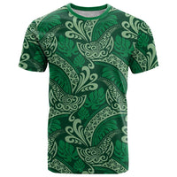 Forest Green Monstera T Shirt Polynesian Tribal Pattern - Polynesian Pride