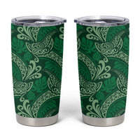 Forest Green Monstera Tumbler Cup Polynesian Tribal Pattern - Polynesian Pride