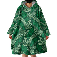 Forest Green Monstera Wearable Blanket Hoodie Polynesian Tribal Pattern - Polynesian Pride