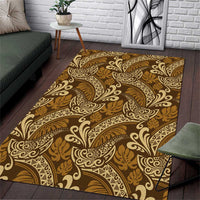 Brown Gold Monstera Area Rug Polynesian Tribal Pattern - Polynesian Pride