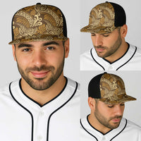 Brown Gold Monstera Baseball Net Cap Polynesian Tribal Pattern - Polynesian Pride