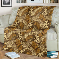 Brown Gold Monstera Blanket Polynesian Tribal Pattern - Polynesian Pride