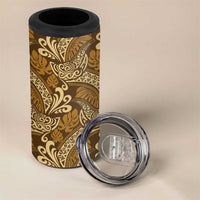Brown Gold Monstera 4 in 1 Can Cooler Tumbler Polynesian Tribal Pattern - Polynesian Pride