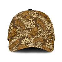 Brown Gold Monstera Classic Cap Polynesian Tribal Pattern - Polynesian Pride