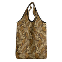 Brown Gold Monstera Grocery Bag Polynesian Tribal Pattern - Polynesian Pride