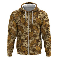Brown Gold Monstera Hoodie Polynesian Tribal Pattern - Polynesian Pride