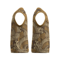 Brown Gold Monstera Christmas Knitted V-Neck Vest Polynesian Tribal Pattern - Polynesian Pride