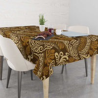 Brown Gold Monstera Tablecloth Polynesian Tribal Pattern - Polynesian Pride