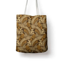 Brown Gold Monstera Tote Bag Polynesian Tribal Pattern - Polynesian Pride