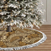 Brown Gold Monstera Tree Skirt Polynesian Tribal Pattern - Polynesian Pride