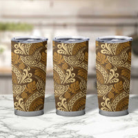 Brown Gold Monstera Tumbler Cup Polynesian Tribal Pattern - Polynesian Pride