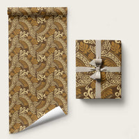Brown Gold Monstera Wrapping Paper Polynesian Tribal Pattern - Polynesian Pride