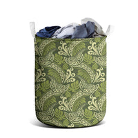 Olive Green Monstera Laundry Basket Polynesian Tribal Pattern - Polynesian Pride