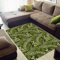 Olive Green Monstera Area Rug Polynesian Tribal Pattern - Polynesian Pride