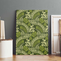Olive Green Monstera Canvas Wall Art Polynesian Tribal Pattern - Polynesian Pride