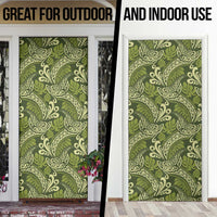 Olive Green Monstera Door Cover Polynesian Tribal Pattern - Polynesian Pride