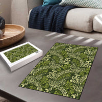 Olive Green Monstera Puzzle Polynesian Tribal Pattern - Polynesian Pride