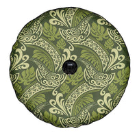 Olive Green Monstera Spare Tire Cover Polynesian Tribal Pattern - Polynesian Pride