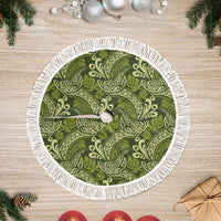 Olive Green Monstera Tree Skirt Polynesian Tribal Pattern - Polynesian Pride