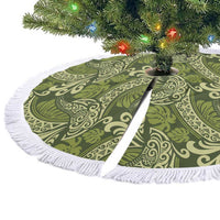 Olive Green Monstera Tree Skirt Polynesian Tribal Pattern - Polynesian Pride