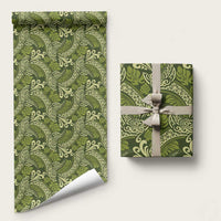 Olive Green Monstera Wrapping Paper Polynesian Tribal Pattern - Polynesian Pride