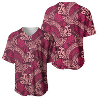 Sweet Pink Monstera Baseball Jersey Polynesian Tribal Pattern - Polynesian Pride