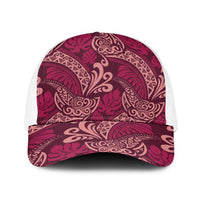 Sweet Pink Monstera Baseball Net Cap Polynesian Tribal Pattern - Polynesian Pride