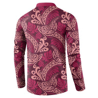 Sweet Pink Monstera Button Sweatshirt Polynesian Tribal Pattern - Polynesian Pride