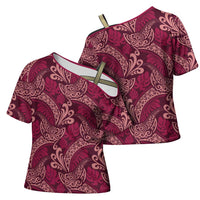 Sweet Pink Monstera Cross Shoulder Shirt Polynesian Tribal Pattern - Polynesian Pride