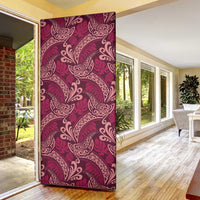 Sweet Pink Monstera Door Cover Polynesian Tribal Pattern - Polynesian Pride