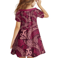 Sweet Pink Monstera Family Matching Off Shoulder Short Dress and Hawaiian Shirt Polynesian Tribal Pattern - Polynesian Pride