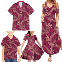 Sweet Pink Monstera Family Matching Summer Maxi Dress and Hawaiian Shirt Polynesian Tribal Pattern - Polynesian Pride